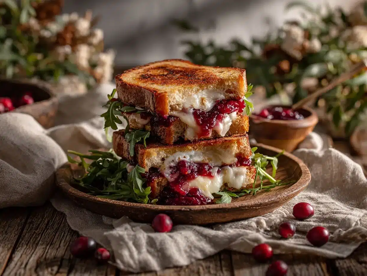 cranberry brie grilled cheese preparation steps