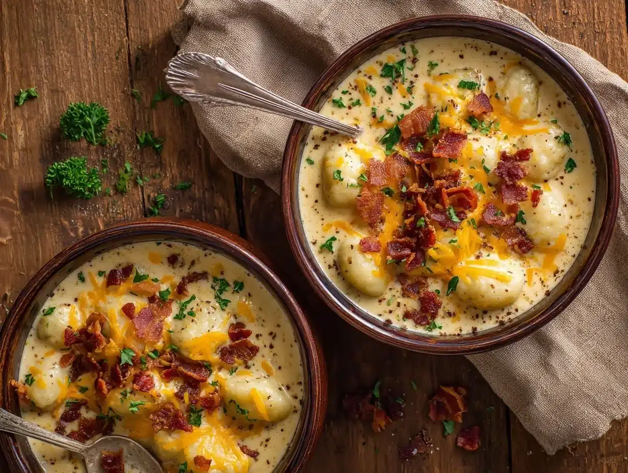 Creamy Bacon Cheddar Gnocchi Soup preparation steps