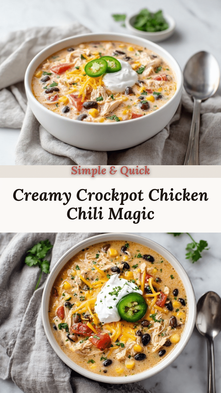 creamy crockpot chicken chili recipe