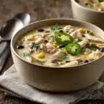 creamy poblano chicken chili - featured image