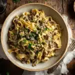 easy ground beef stroganoff - featured image