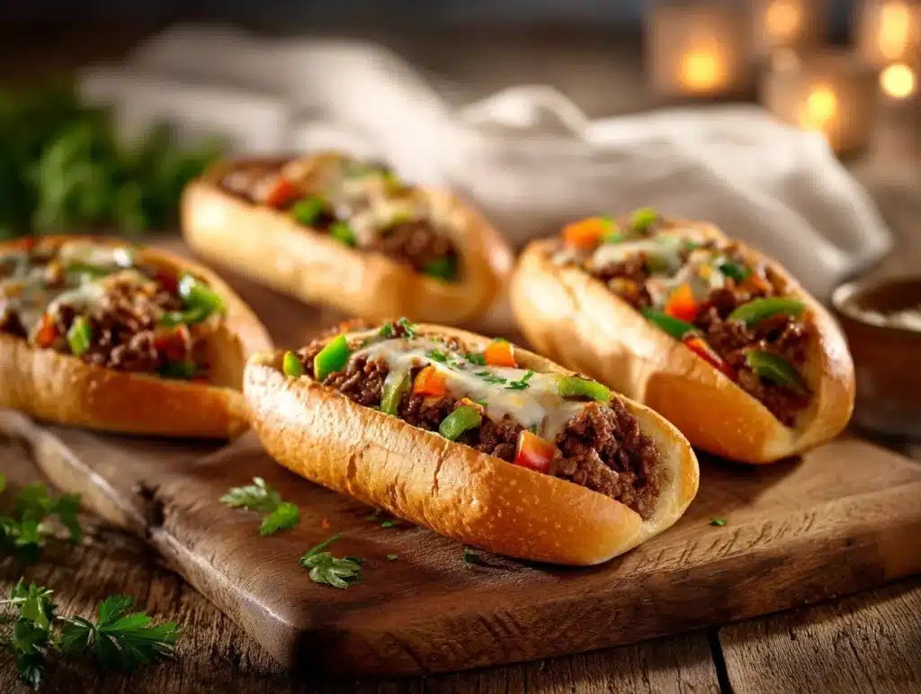 ground beef Philly cheesesteaks - featured image