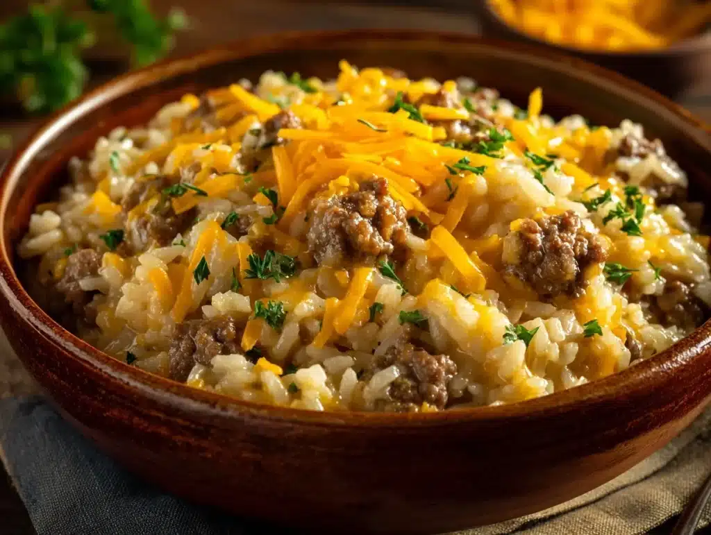 hamburger rice casserole - featured image