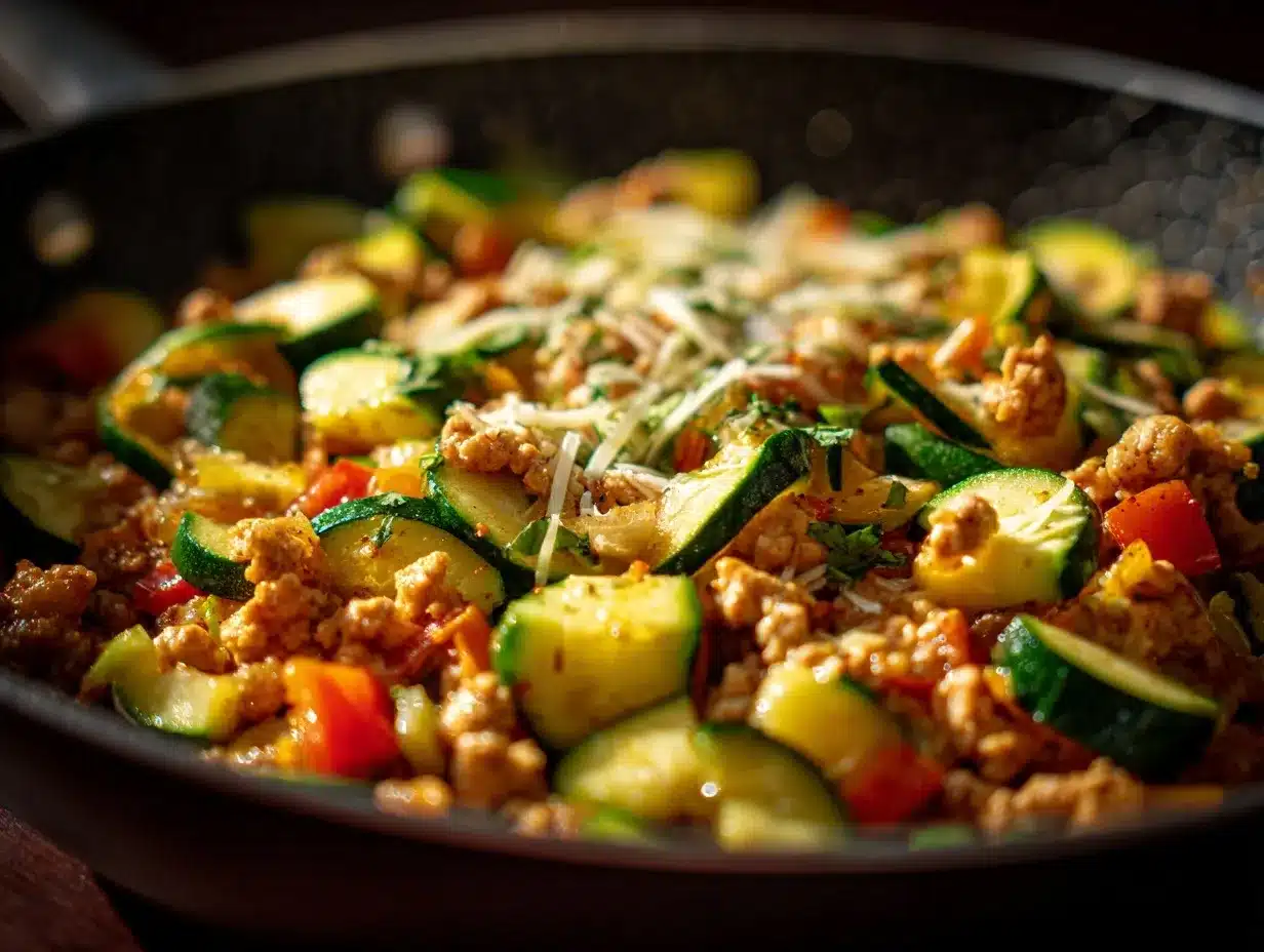 Healthy Italian Ground Turkey Skillet preparation steps