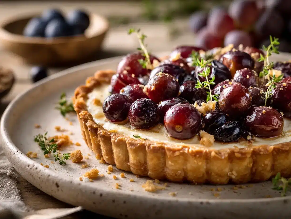 roasted grape and goat cheese tart preparation steps