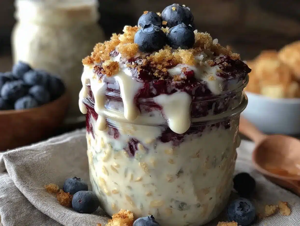 blueberry muffin overnight oats preparation steps