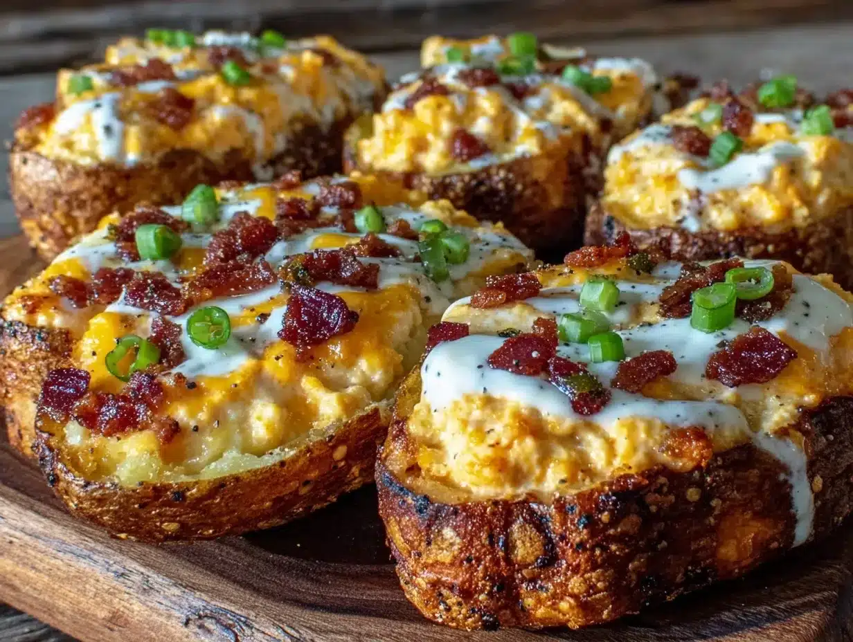 Buffalo chicken dip loaded potato skins preparation steps