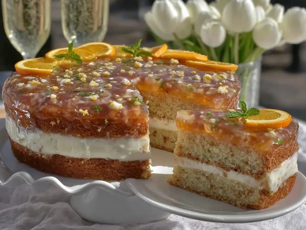 Champagne Jelly Mimosa Cake preparation steps