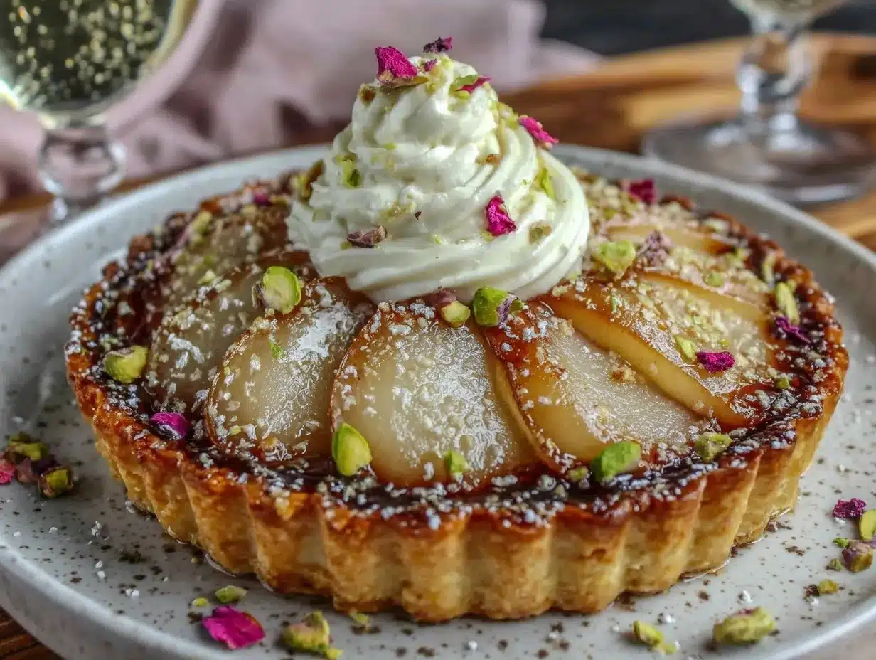 Champagne Poached Pear Tart preparation steps