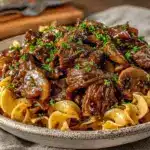 creamy beef stroganoff - featured image