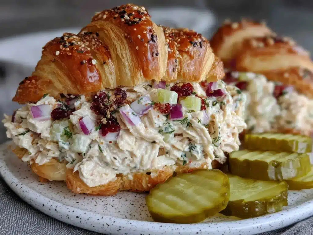 creamy dill pickle chicken salad - featured image