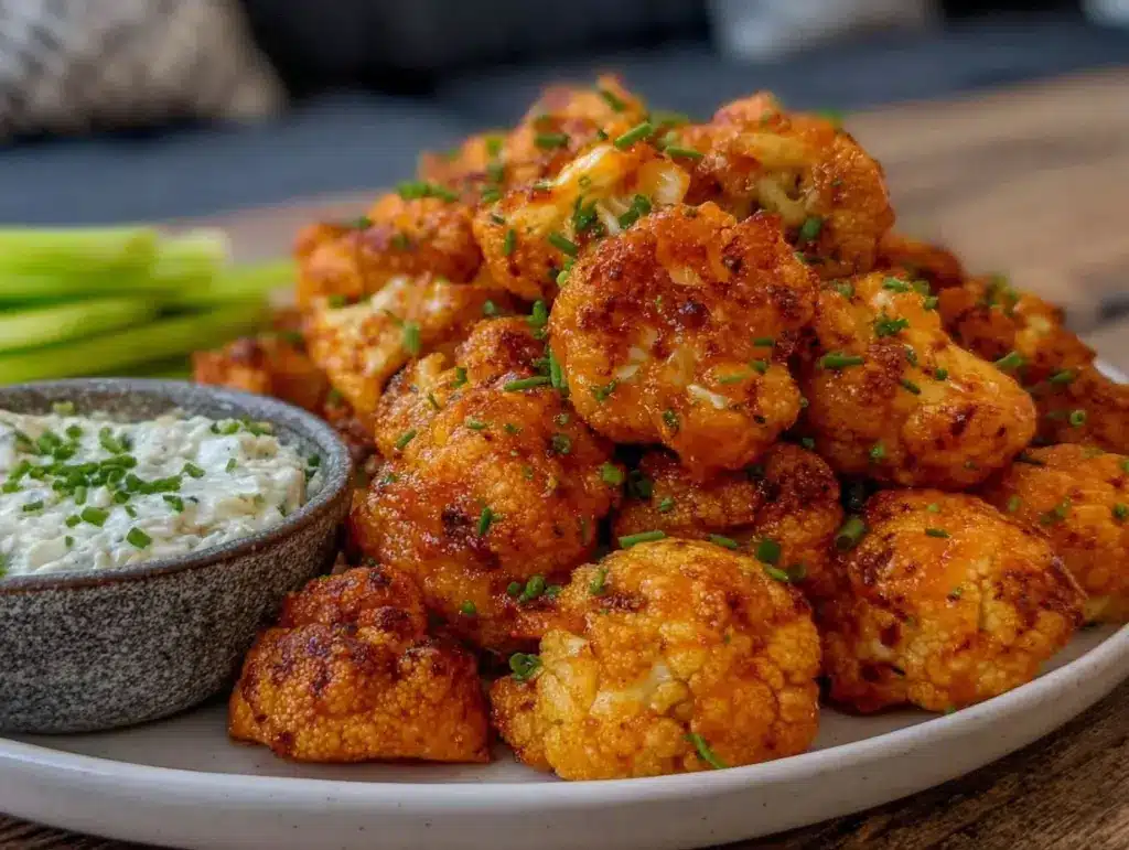 crispy buffalo cauliflower bites - featured image
