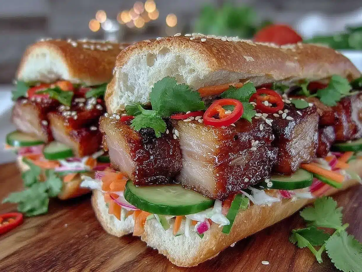 crispy pork belly bánh mì preparation steps