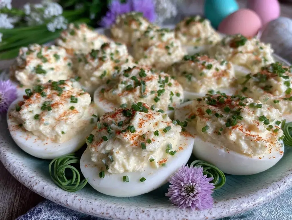 deviled eggs with horseradish and chives - featured image