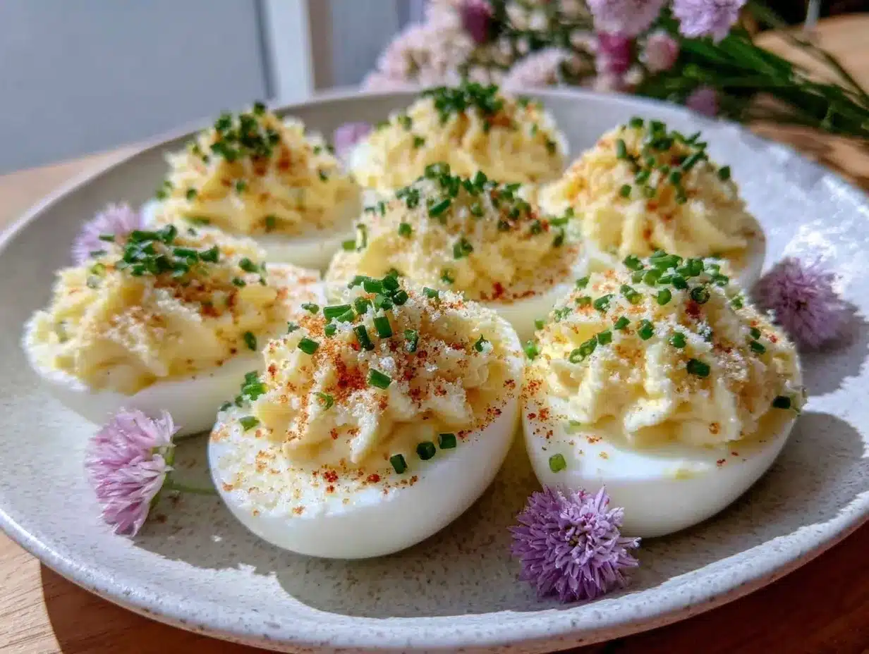 deviled eggs with horseradish and chives preparation steps
