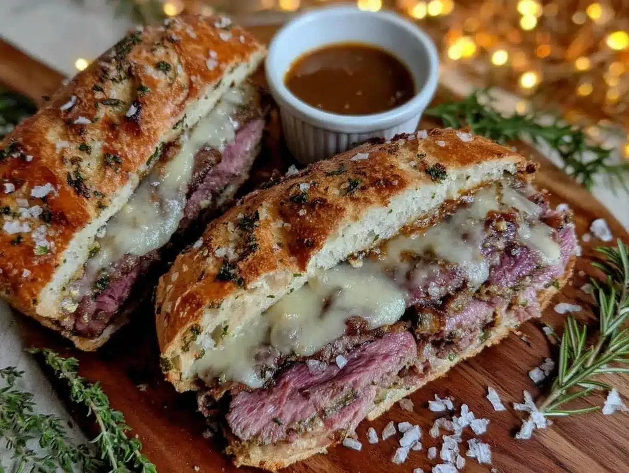 Herb-Crusted Prime Rib French Dip Sandwiches preparation steps