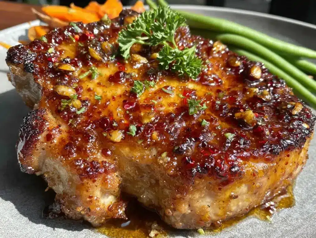 honey garlic glazed pork chops - featured image