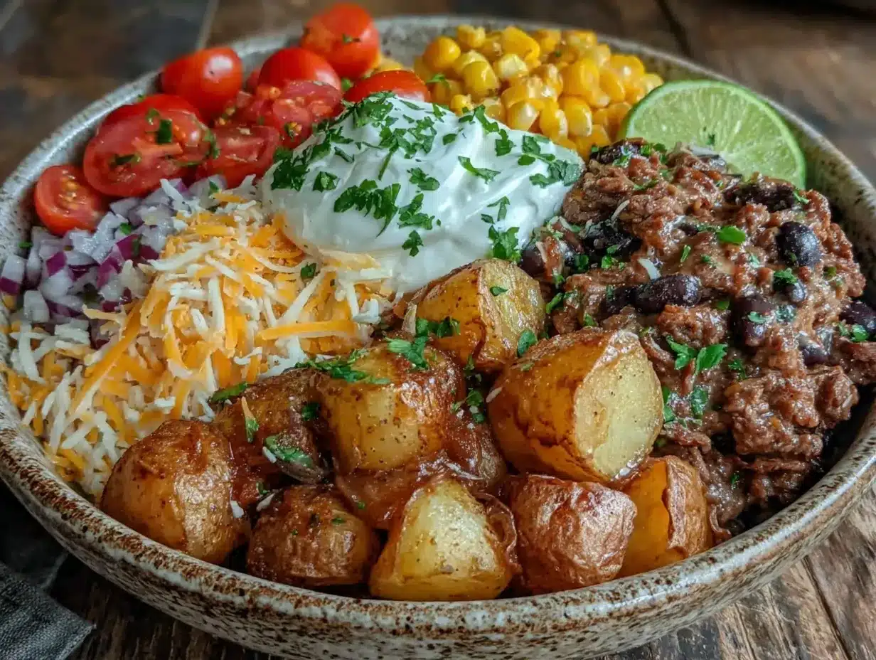 Loaded Potato Taco Bowl preparation steps