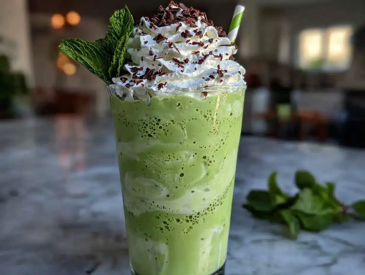 Mint Shamrock Shake Protein Smoothie preparation steps