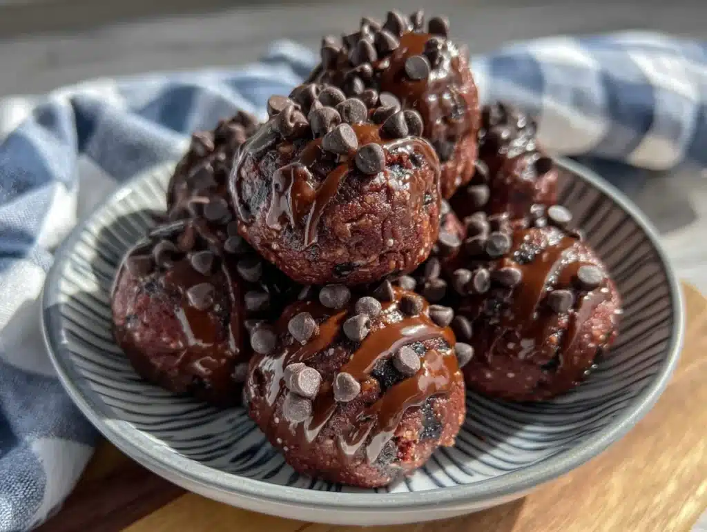 no-bake brownie protein bites - featured image