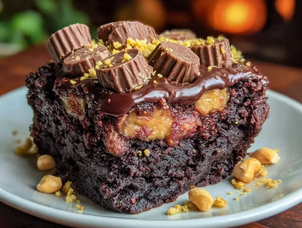 peanut butter cup dump cake - featured image