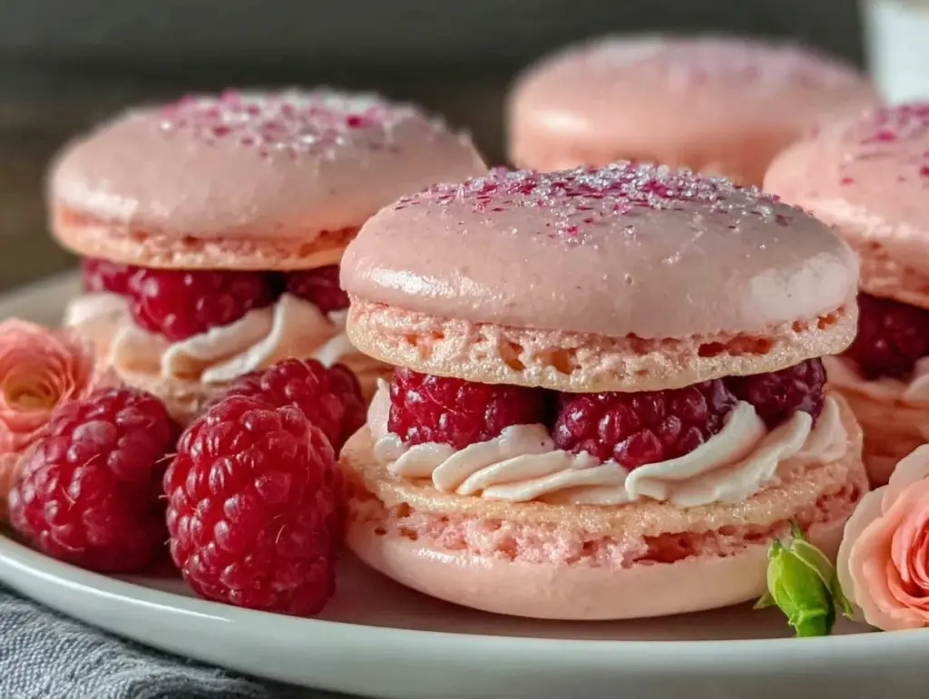 Pink Champagne Raspberry Macarons - featured image