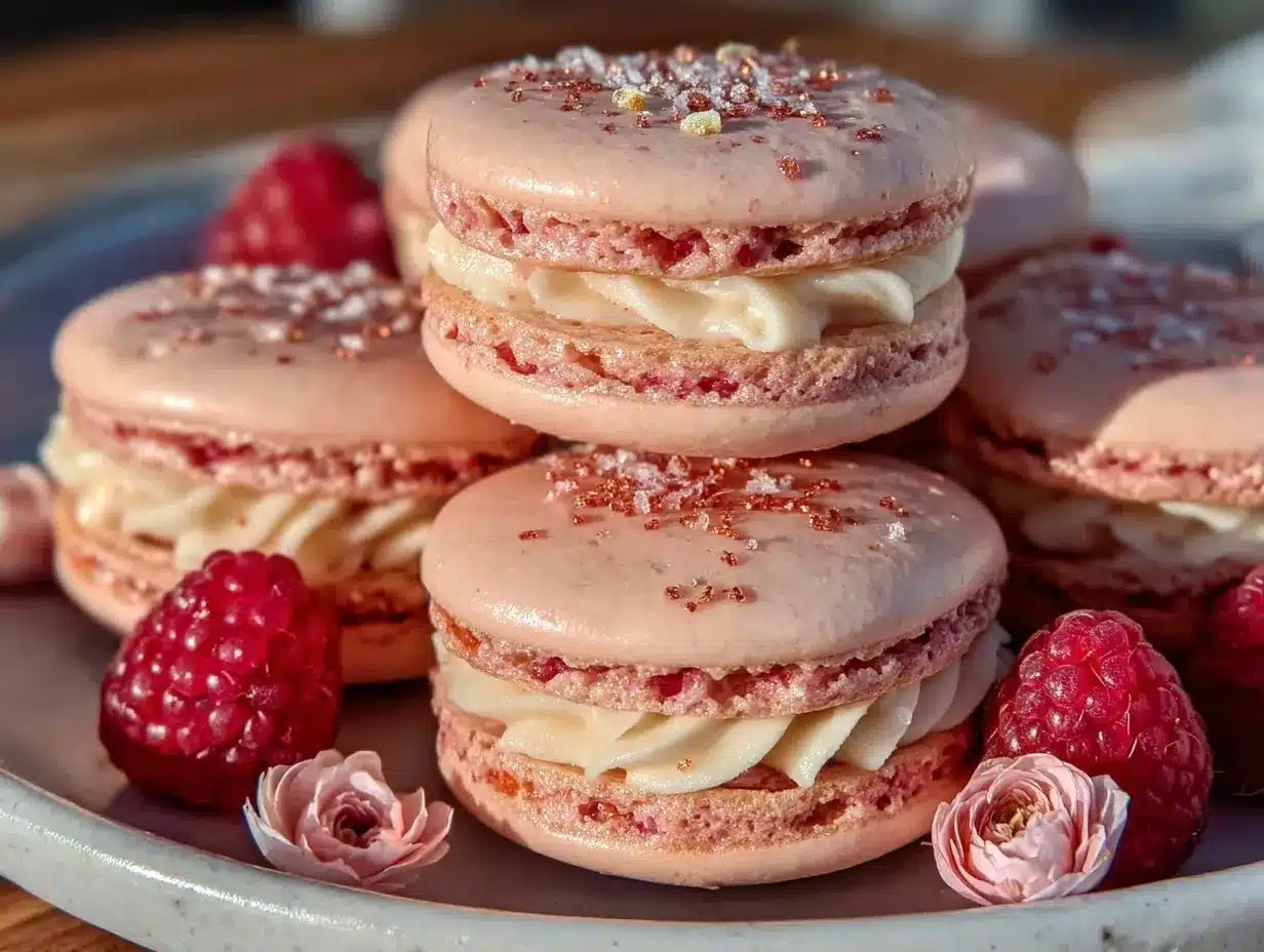 Pink Champagne Raspberry Macarons preparation steps