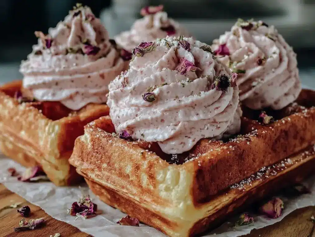 pink velvet waffles - featured image
