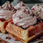 pink velvet waffles - featured image