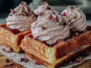 pink velvet waffles - featured image