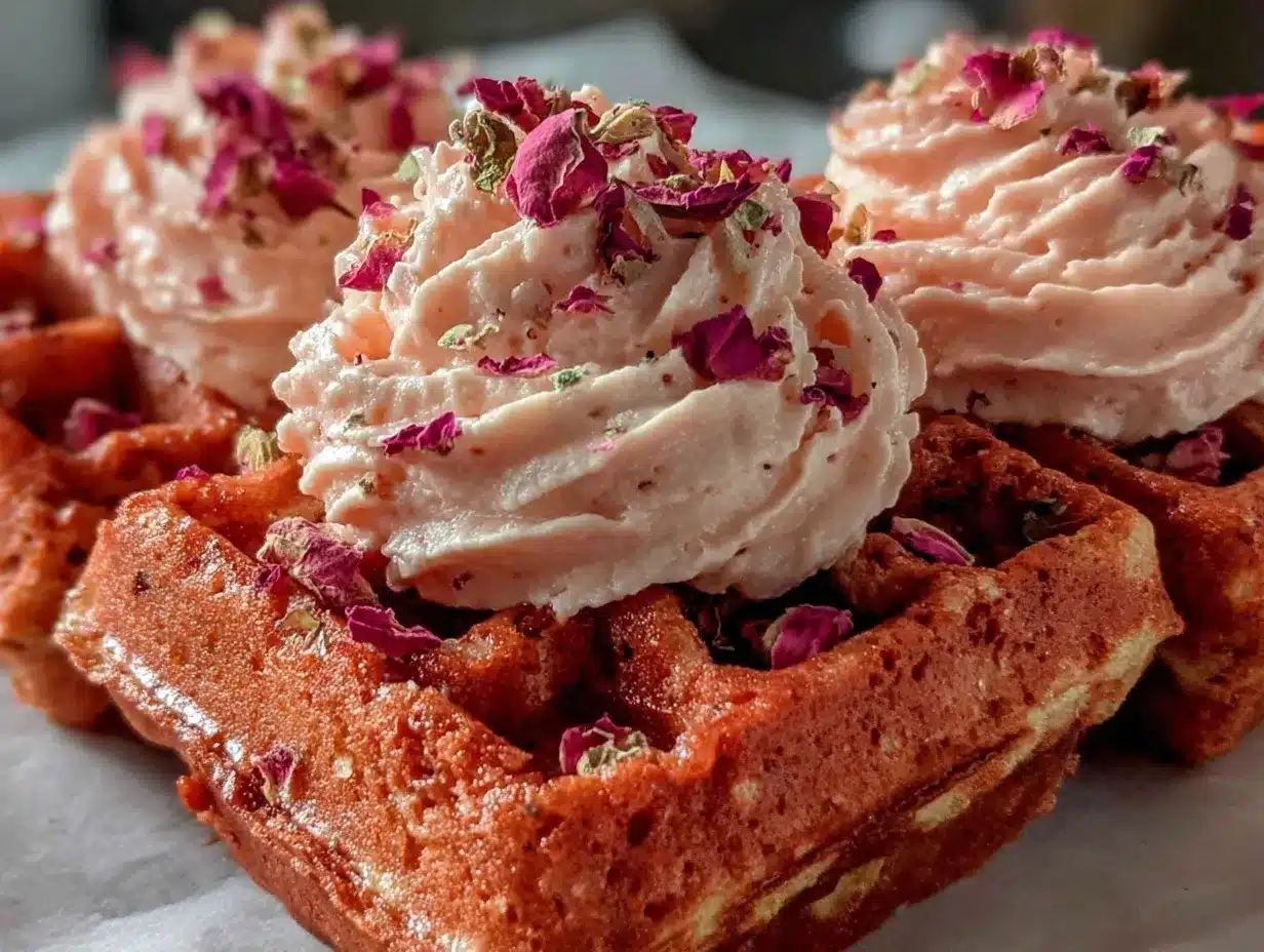 pink velvet waffles preparation steps