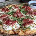 prosciutto and honey burrata pizza - featured image