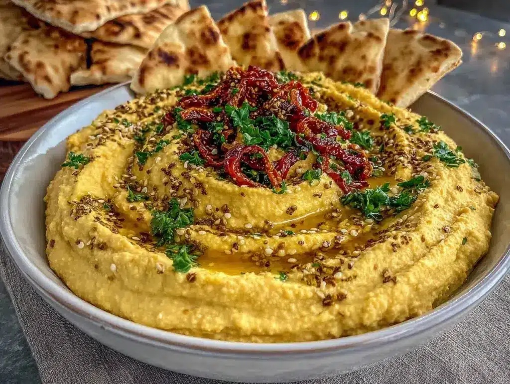 roasted red pepper hummus - featured image