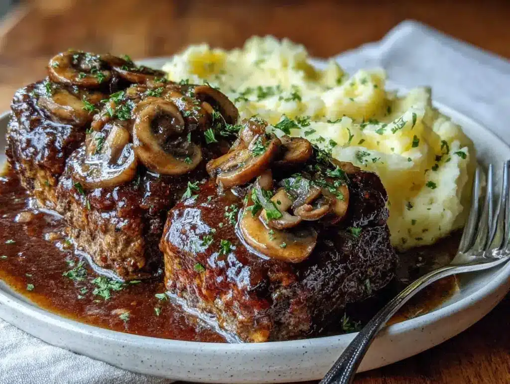 Salisbury steak with mushroom onion gravy - featured image