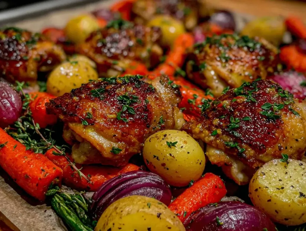 sheet pan honey mustard chicken - featured image