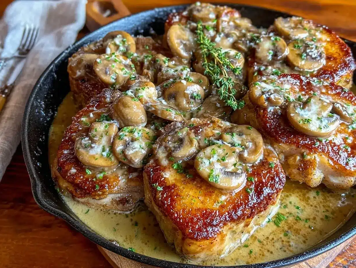 skillet pork chops with mushroom gravy preparation steps