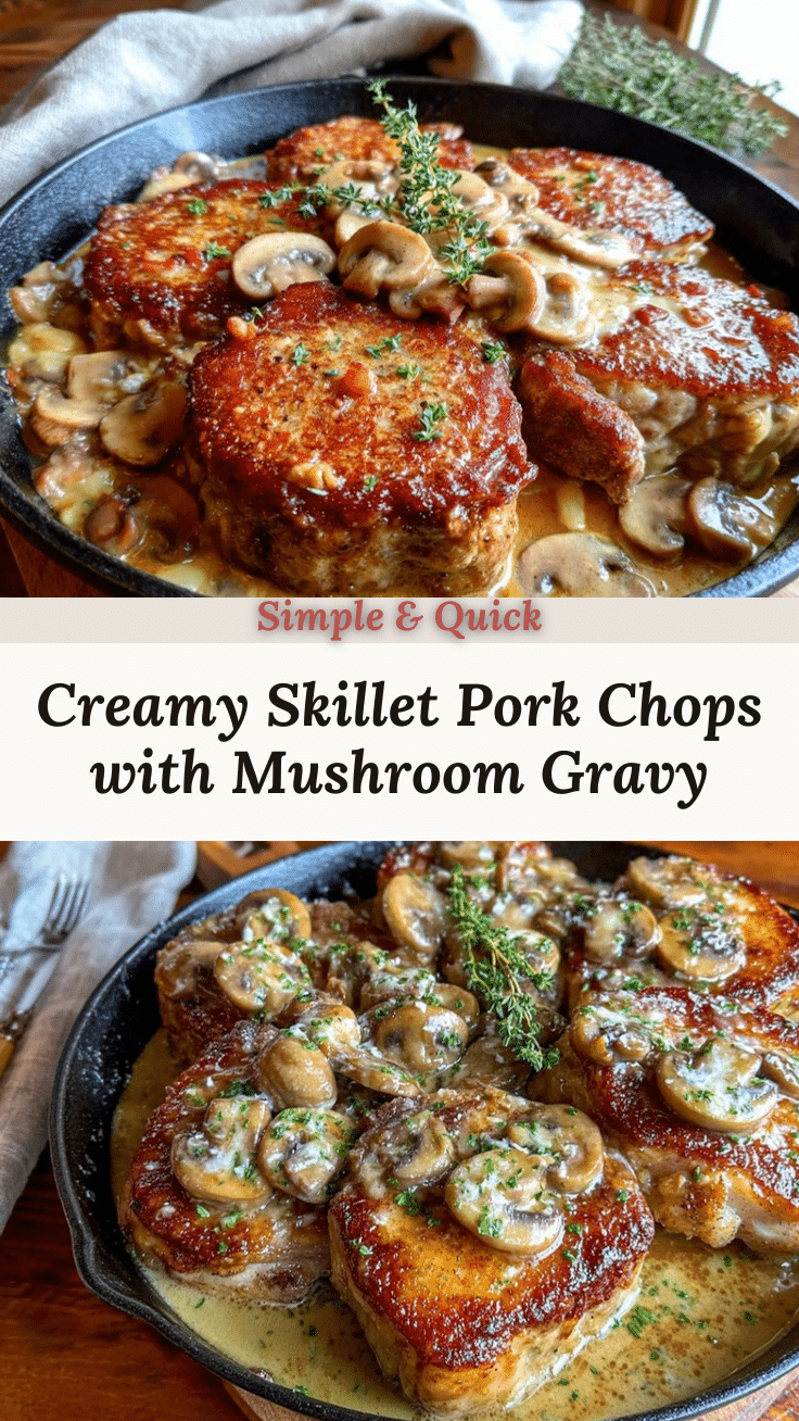skillet pork chops with mushroom gravy recipe