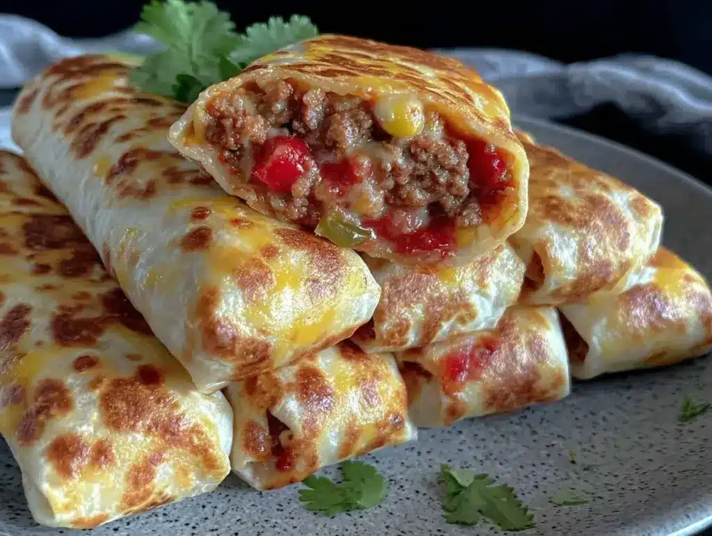 spicy beef and bean burritos - featured image