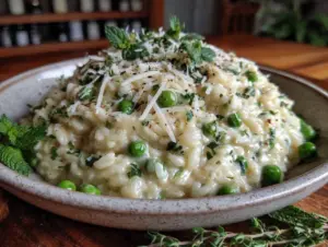 spring pea risotto - featured image