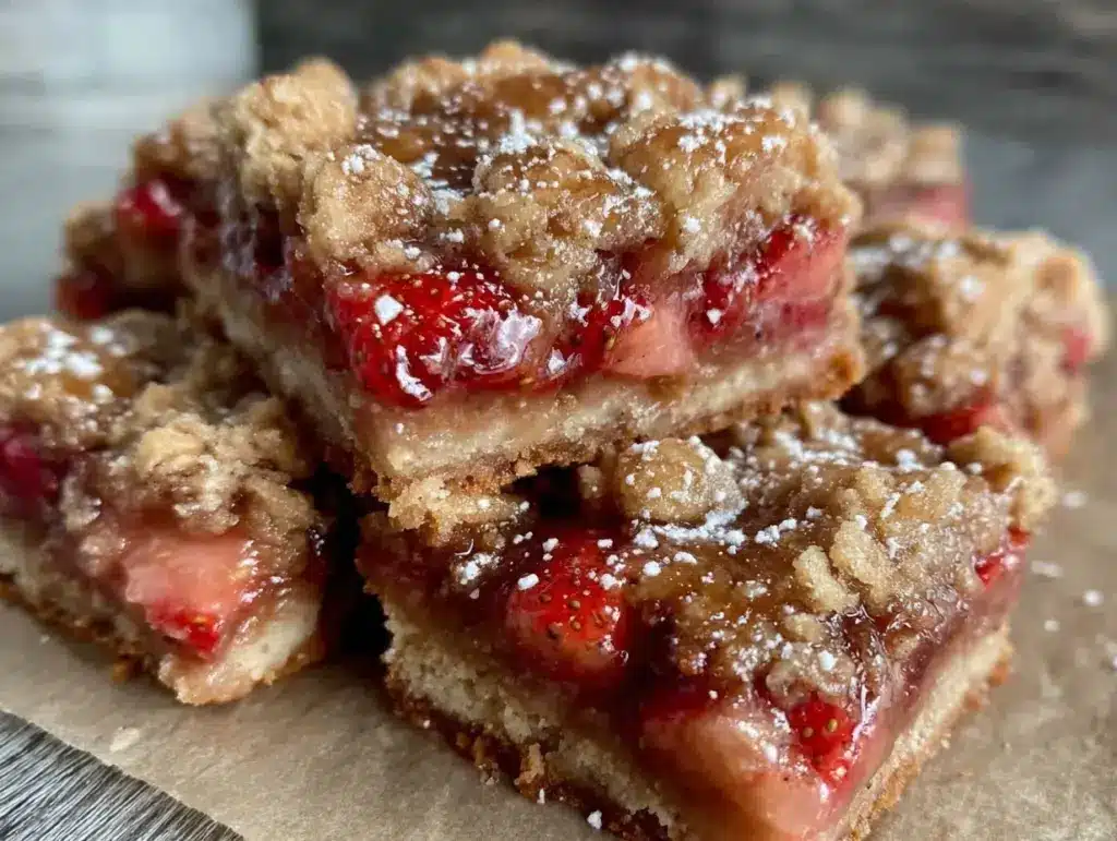 Strawberry Rhubarb Crumble Bars - featured image
