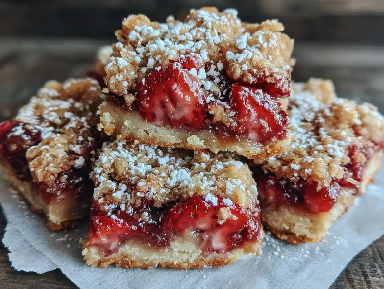 Strawberry Rhubarb Crumble Bars preparation steps