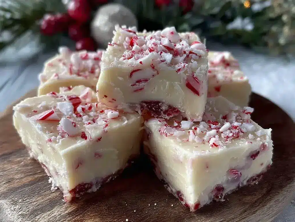 creamy candy cane fudge - featured image