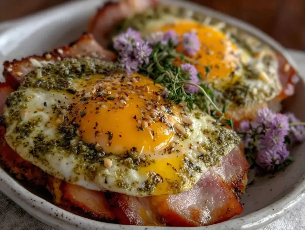 creamy green eggs and ham breakfast - featured image