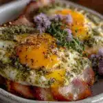 creamy green eggs and ham breakfast - featured image