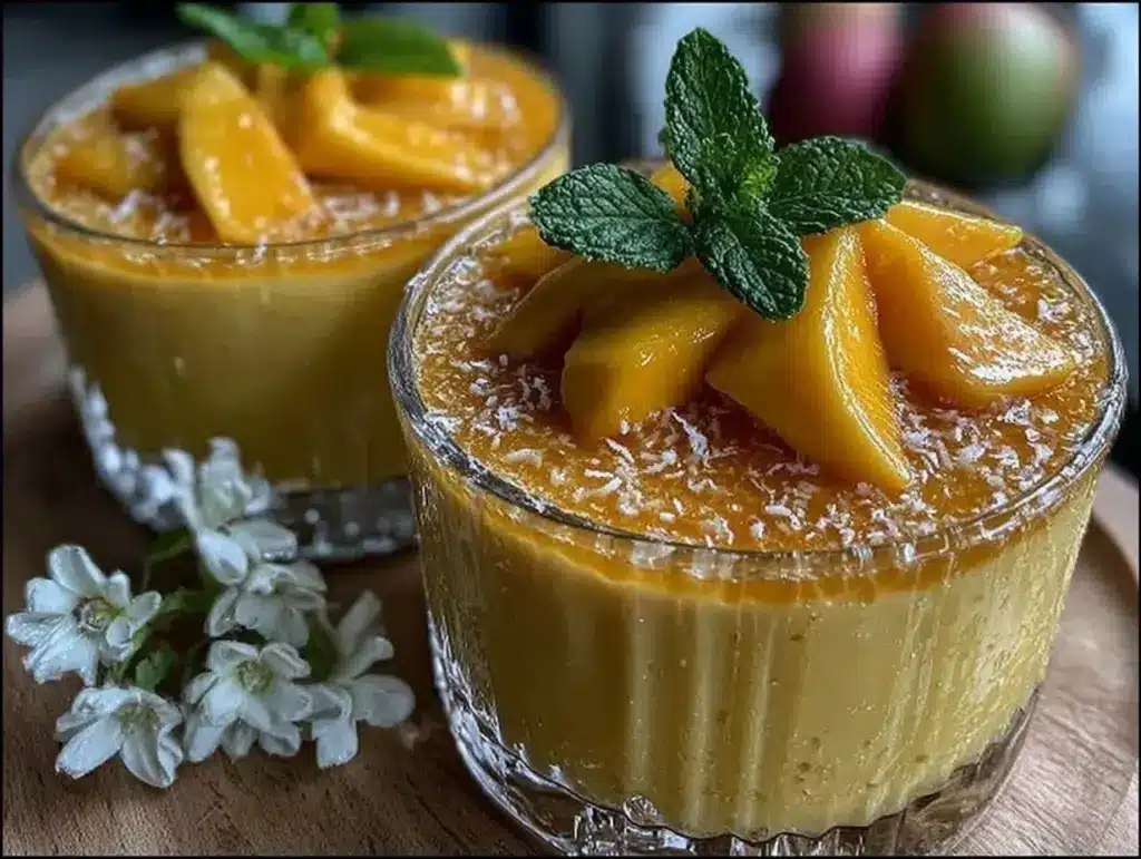 creamy mango pudding - featured image