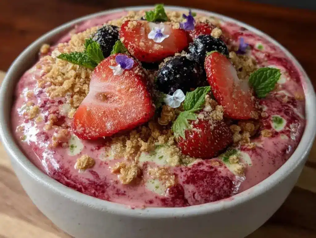 creamy pink smoothie bowl - featured image