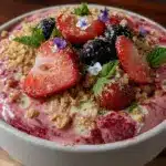 creamy pink smoothie bowl - featured image