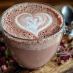 creamy pink velvet latte - featured image