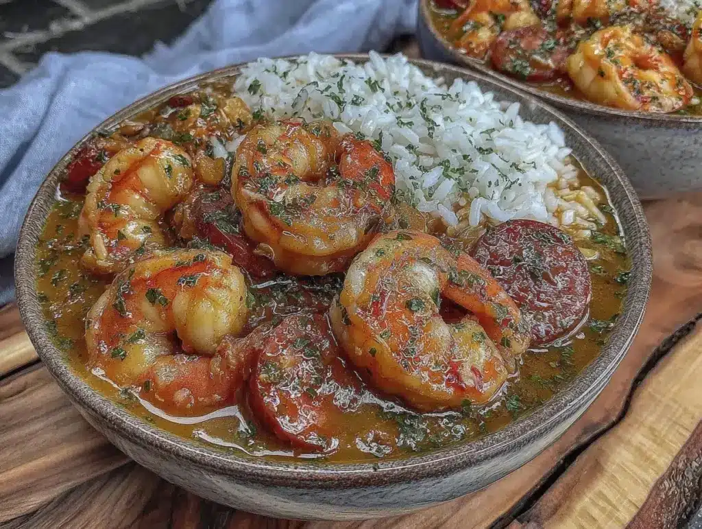 creamy shrimp and Andouille gumbo - featured image