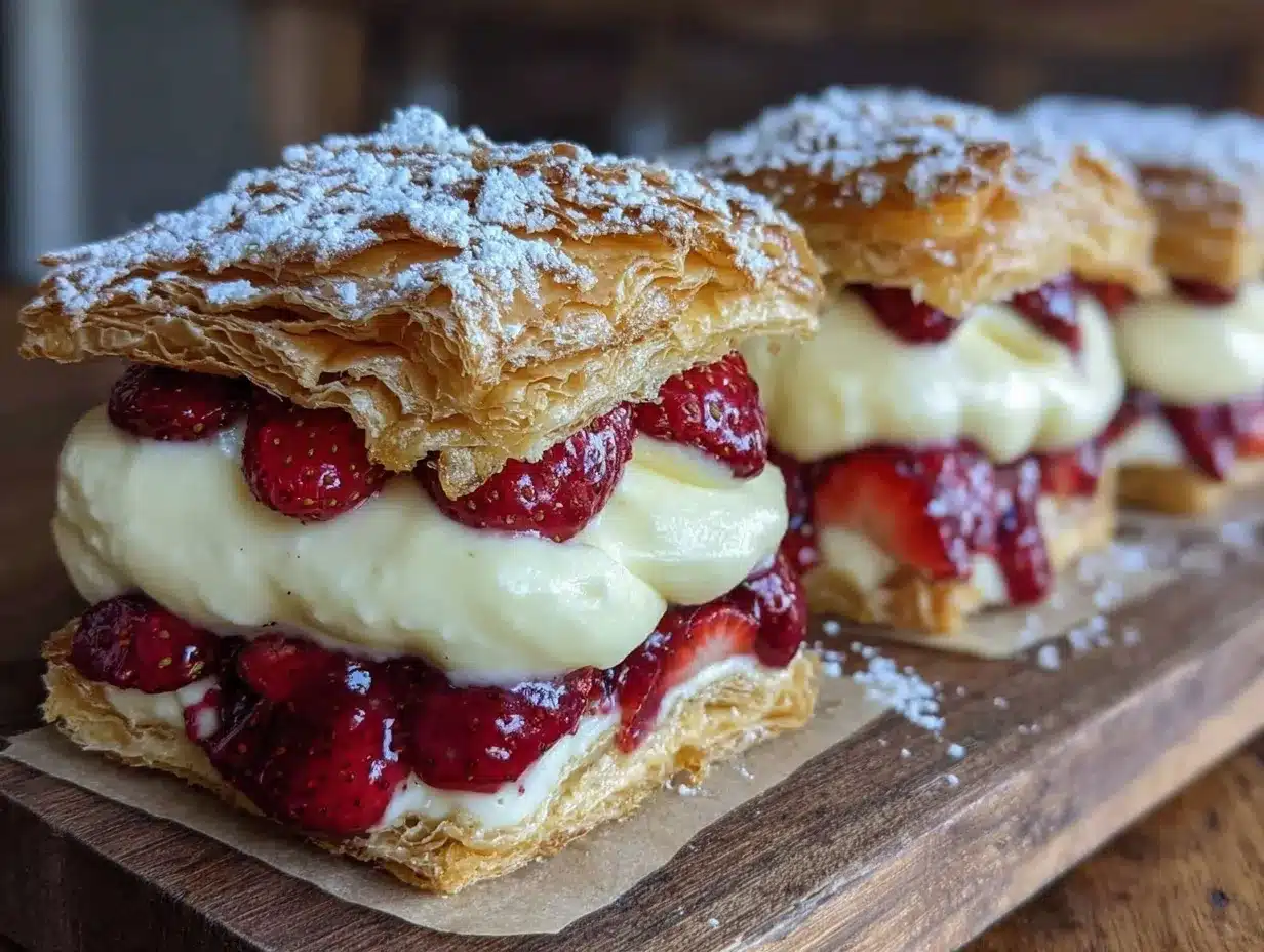 creamy strawberry napoleons preparation steps